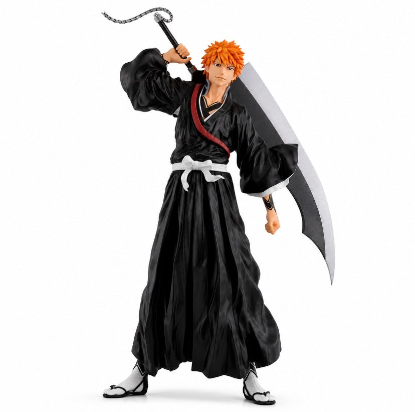 Bleach Grandista Ichigo Kurosaki Banpresto figure full-body view with Zangetsu sword on white background